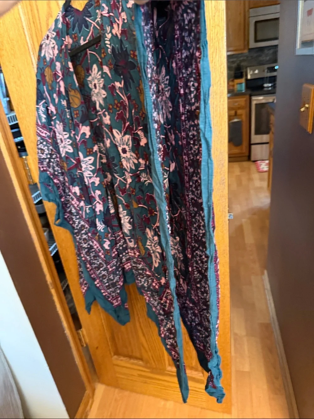 Teal Floral Kimono Cardigan OS